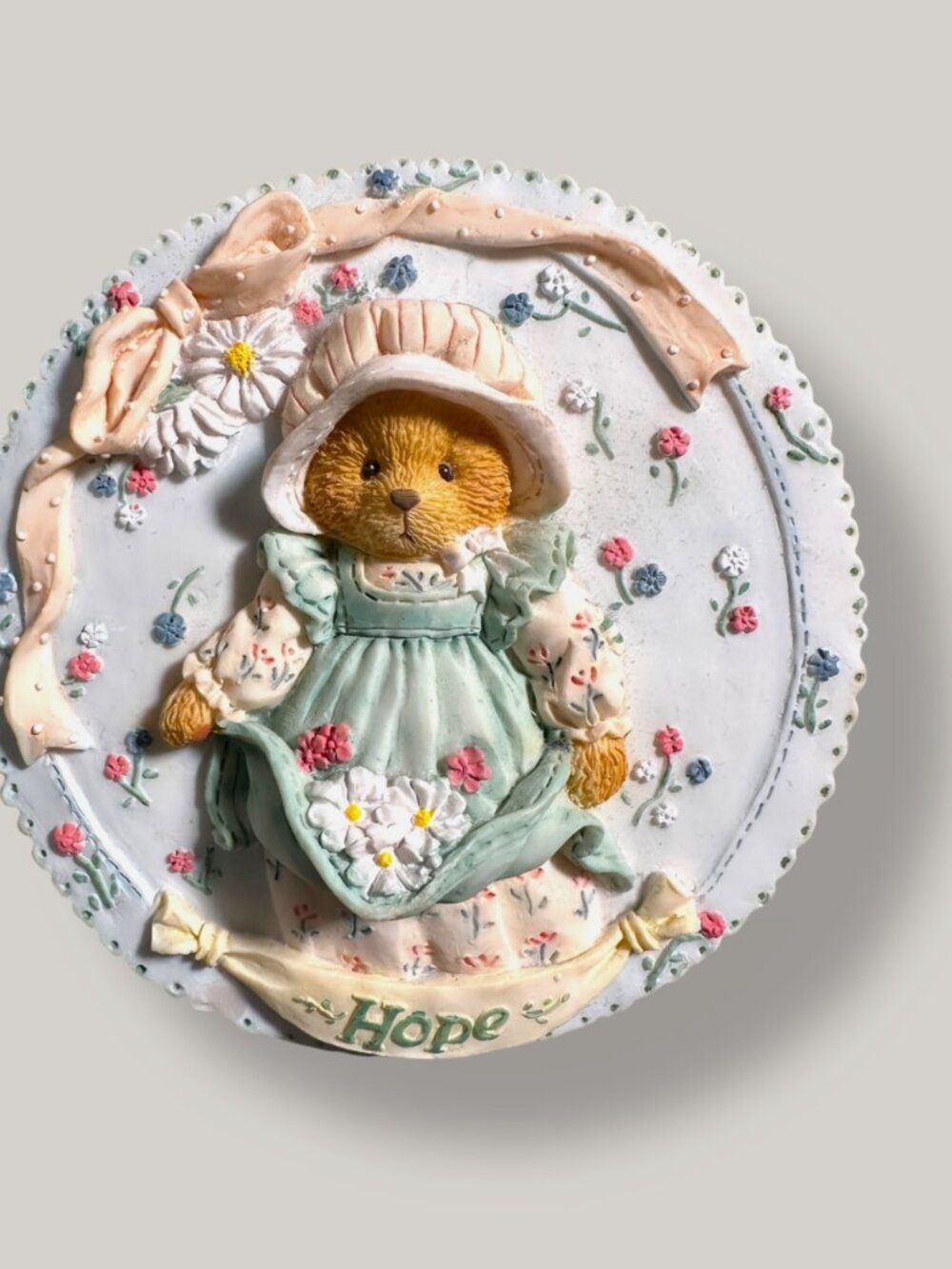 Cherished Teddies "Hope" Wall Plaque 1994 Priscilla Hillman Vintage Decor Enesco